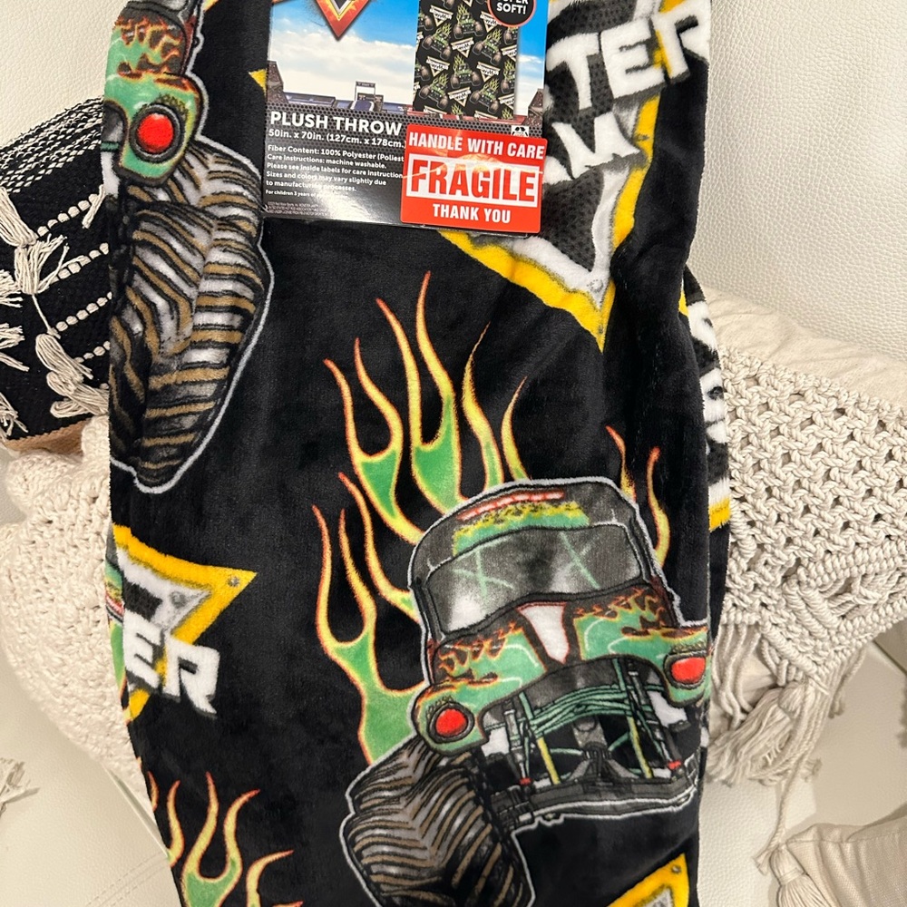 Monster Jam Truck Plush Throw Blanket